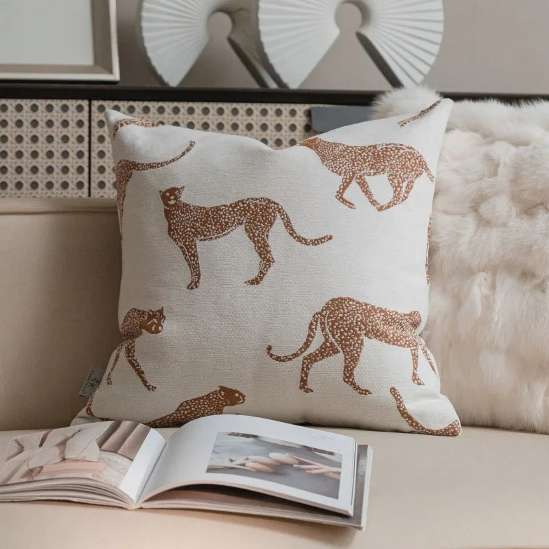 Housse de Coussin Jacquard Géométrique Gris Avoine Luxe Minimaliste