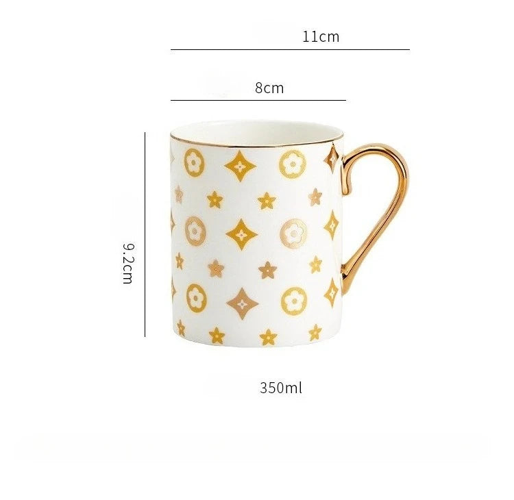 Tasse à Café en Céramique Dorée Peinte Main