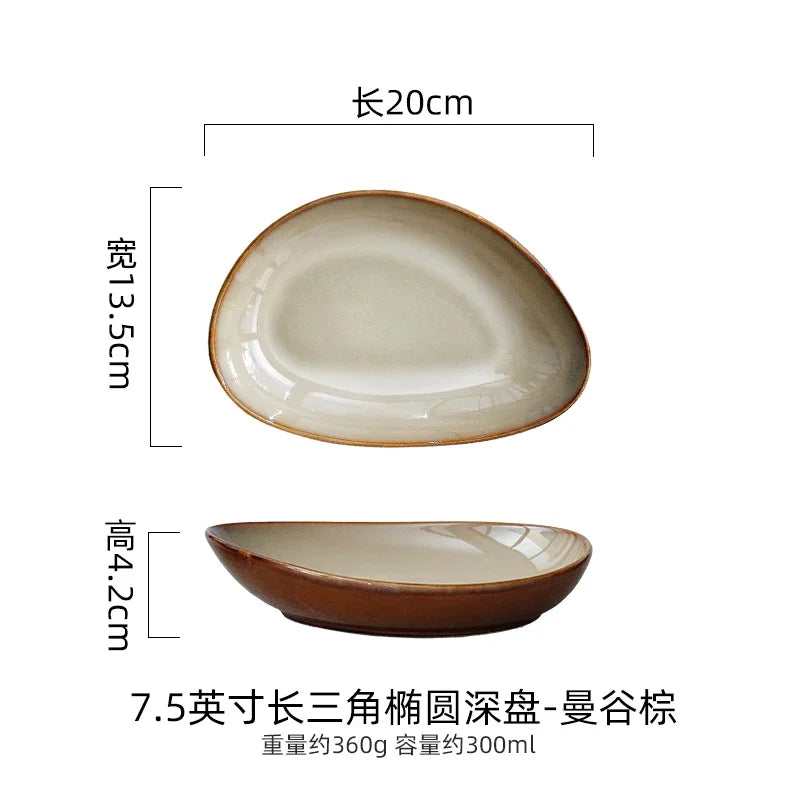 Assiette Creuse Triangulaire Céramique Style Japonais