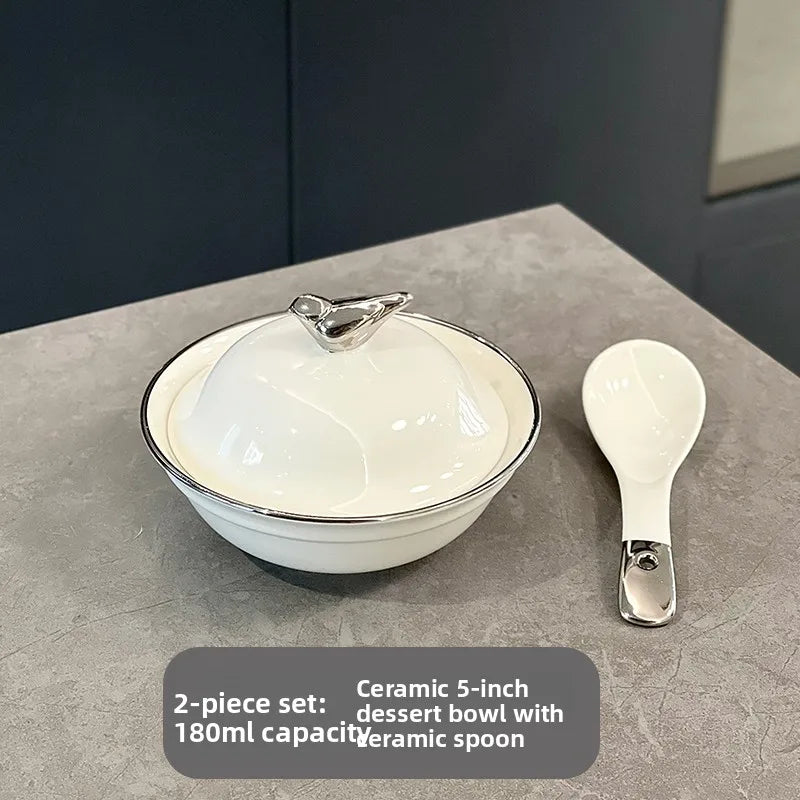 Ceramic Lidded Bowl – Elegant Serving Bowl for Soup & Dessert