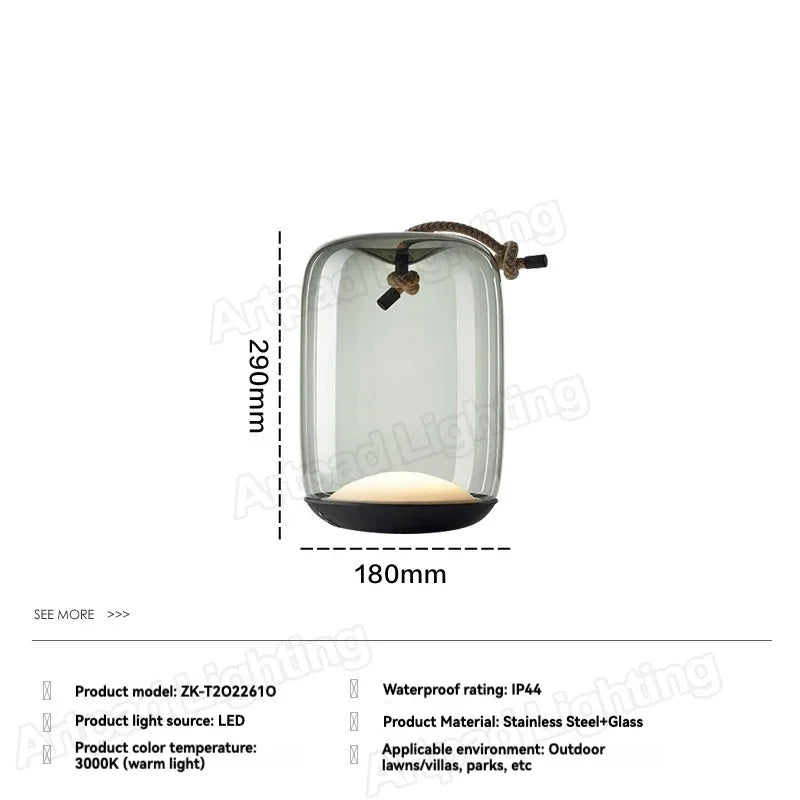 Outdoor LED Glass Lantern – Waterproof Garden Landscape Light