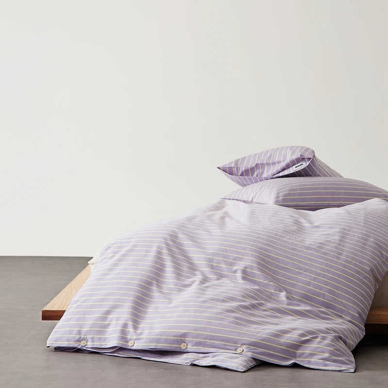 Housse de Couette Coton Rayée Douce pour Toute la Famille