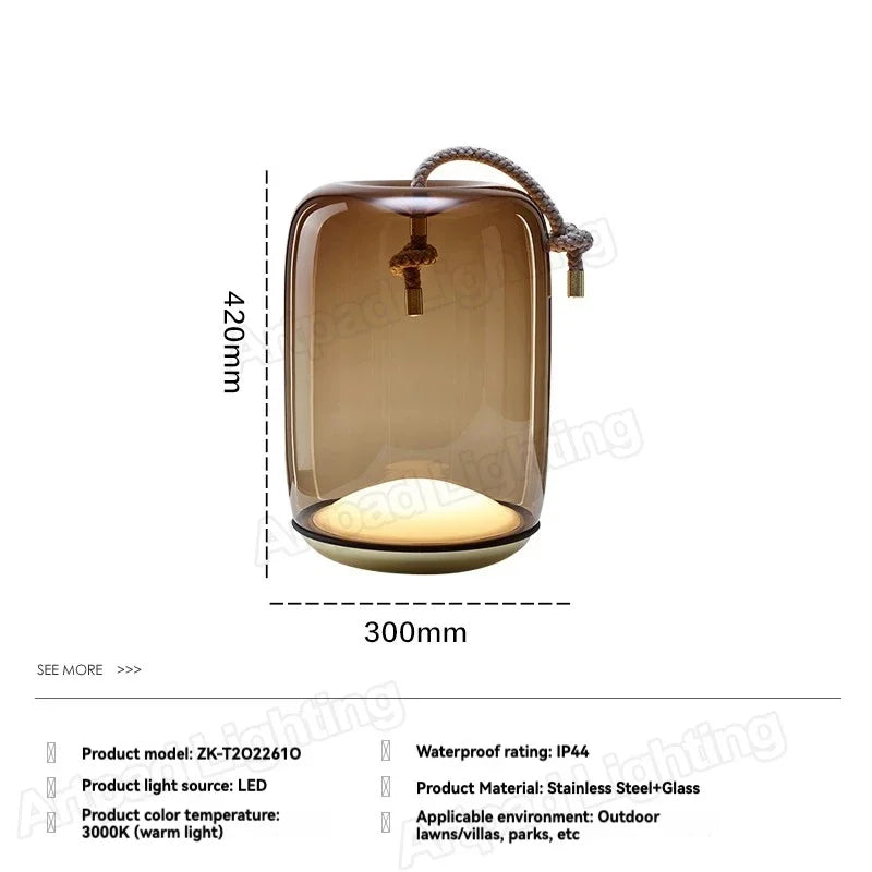 Outdoor LED Glass Lantern – Waterproof Garden Landscape Light