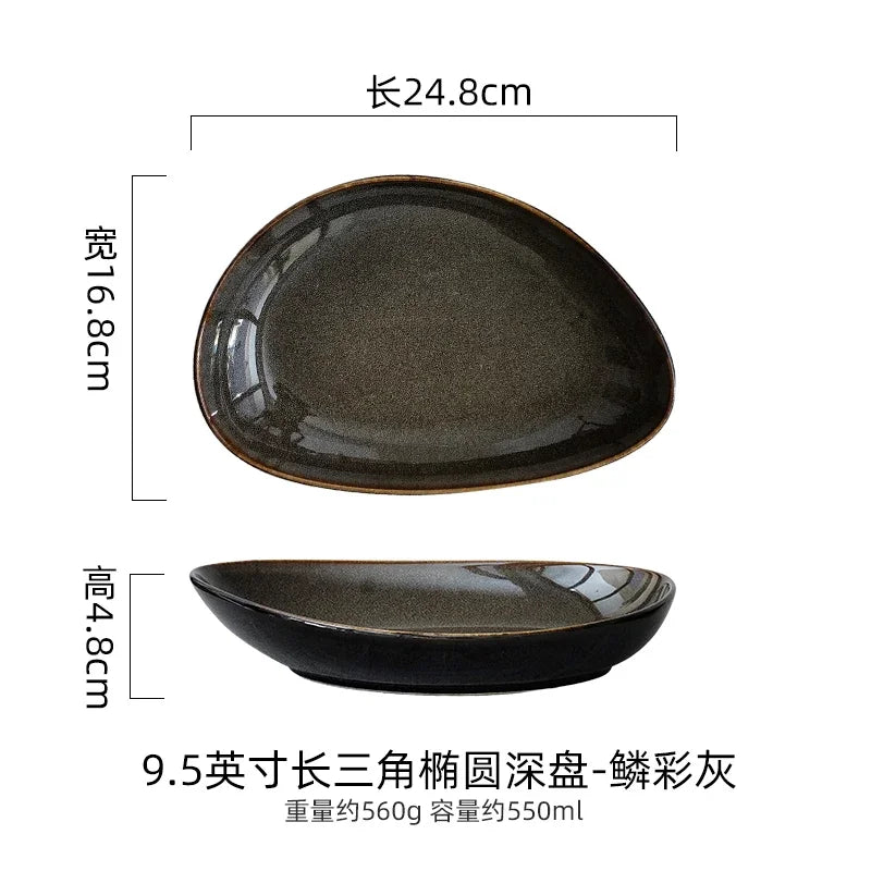Assiette Creuse Triangulaire Céramique Style Japonais