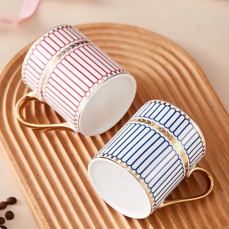Tasse à Café en Céramique Dorée Peinte Main