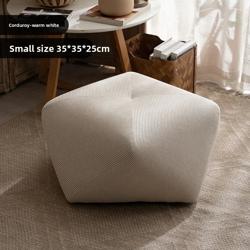 Tabouret Octogonal Bois et Cuir - Style Européen