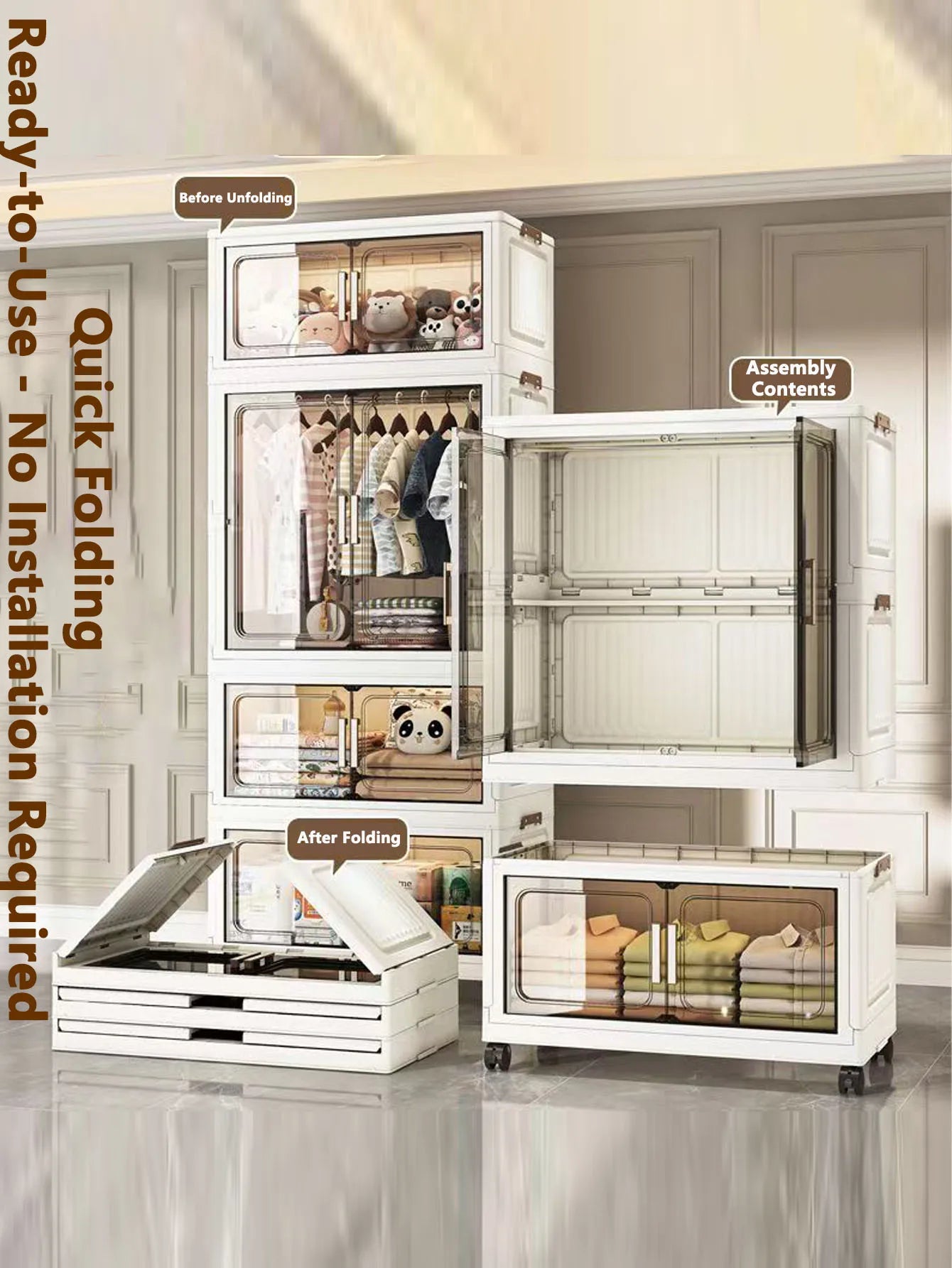 Meuble de Rangement Multi-Niveaux Sans Montage