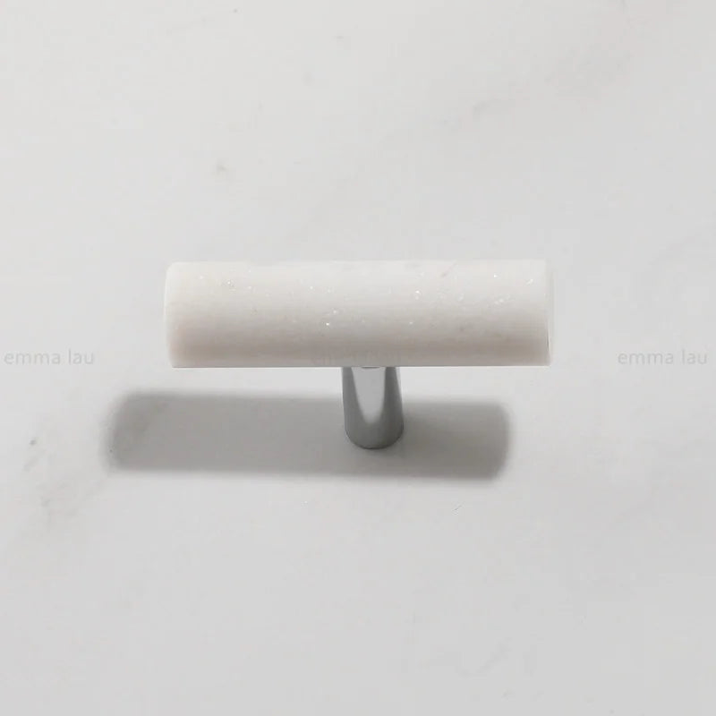 Poignée de Meuble Marbre Naturel Cylindrique Laiton
