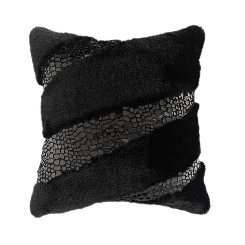 Housse de Coussin Fourrure Renard Sequins Style Italien Moderne