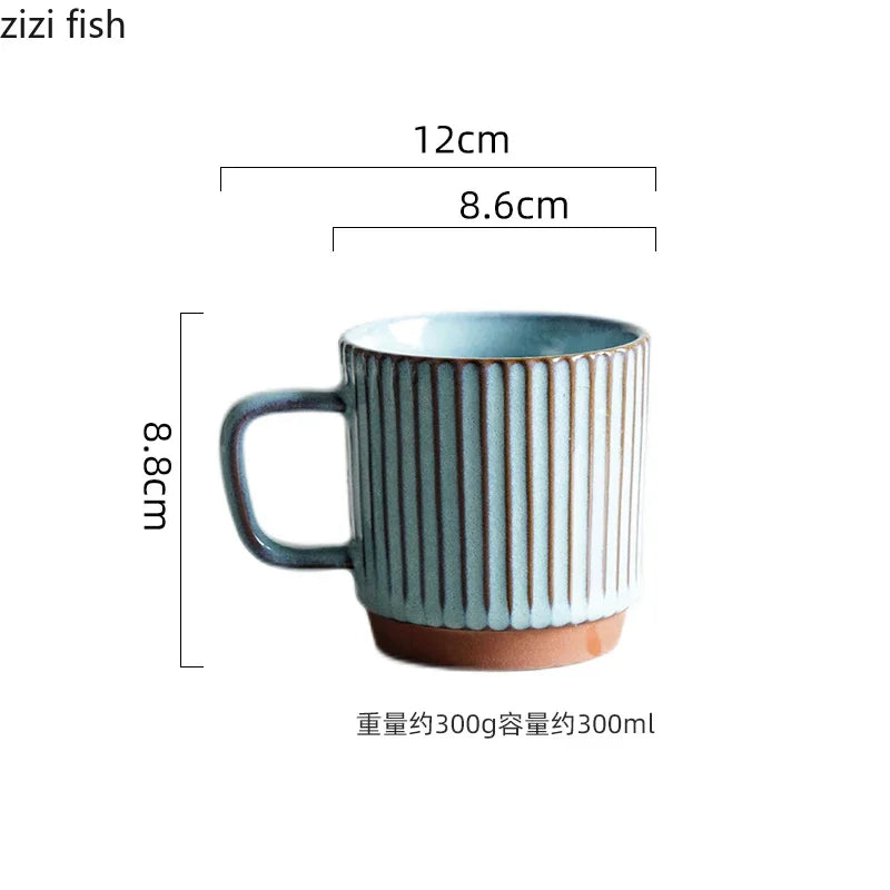 Tasse Rayée Vintage en Céramique