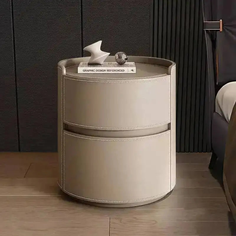 Saddle Leather Bedside Table – Italian Round