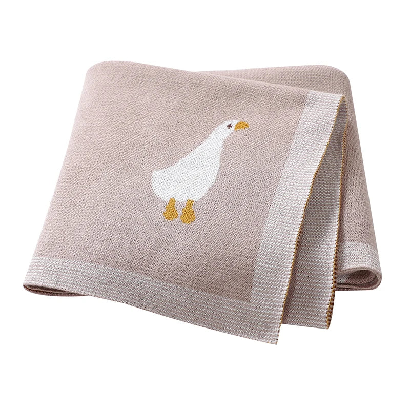Couverture Bébé Coton Motif Oie Tricotée