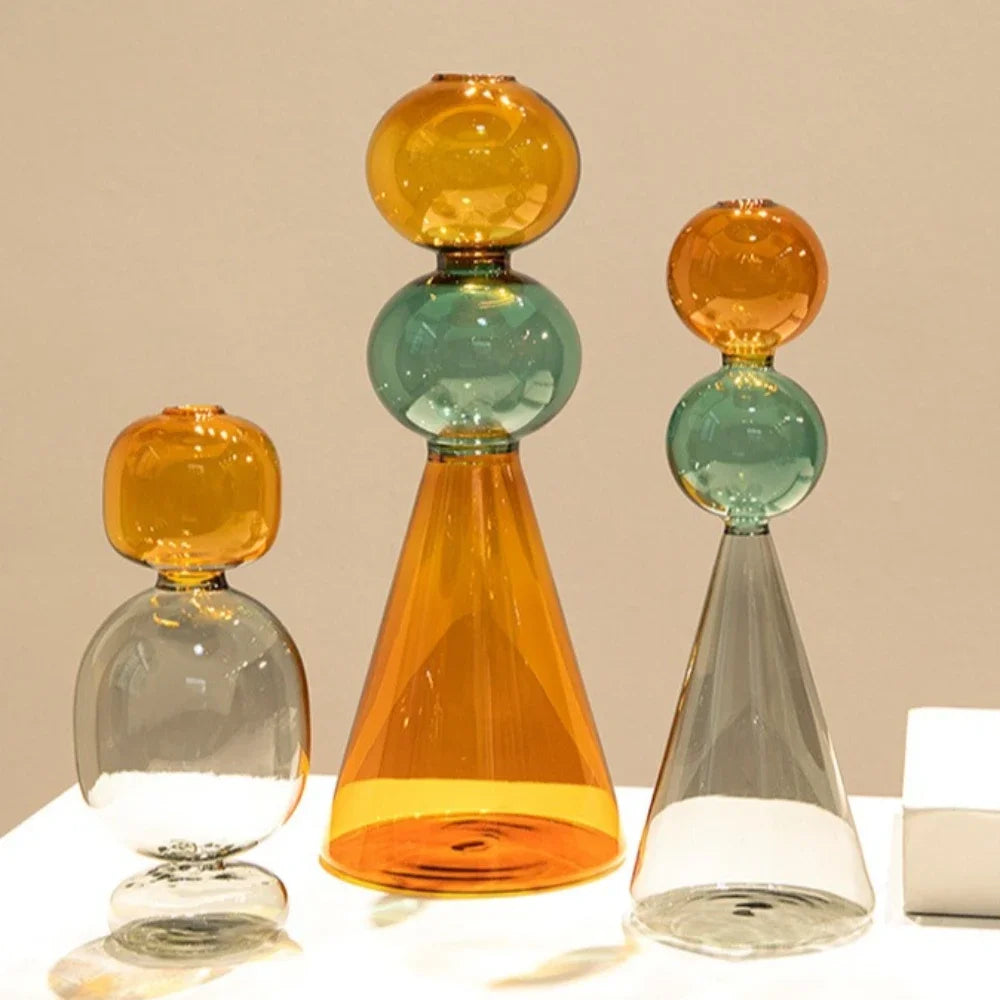Vase en Verre Coloré Double Paroi - Culture Hydroponique