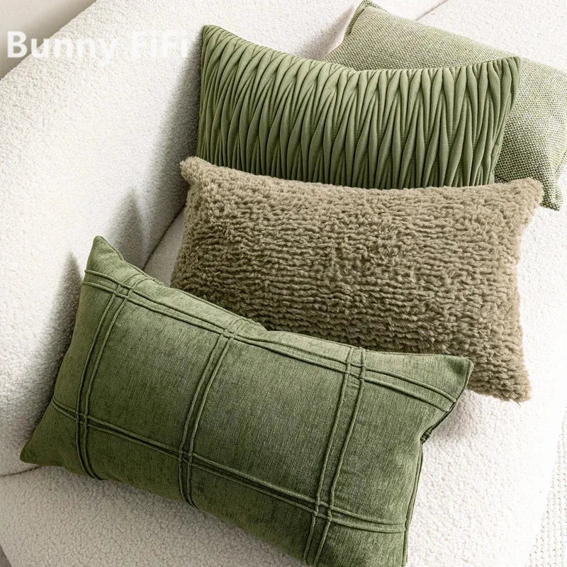 Housse de Coussin Ronde Vert Sauge - Style Minimaliste