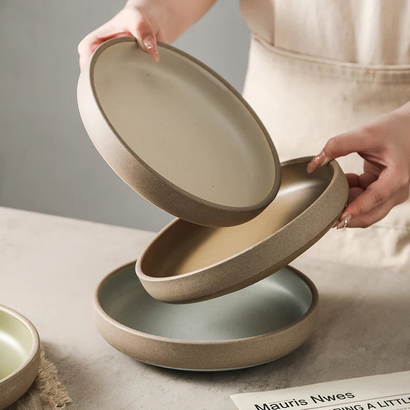 Japanese Deep Plate – Rustic Ceramic Dish