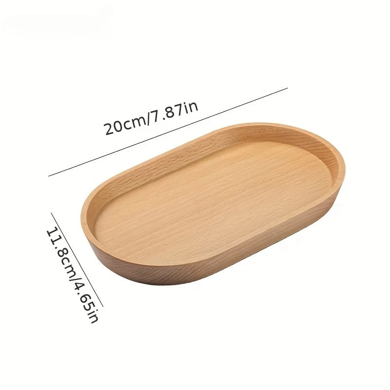 Assiette Ronde en Bois Massif Style Japonais