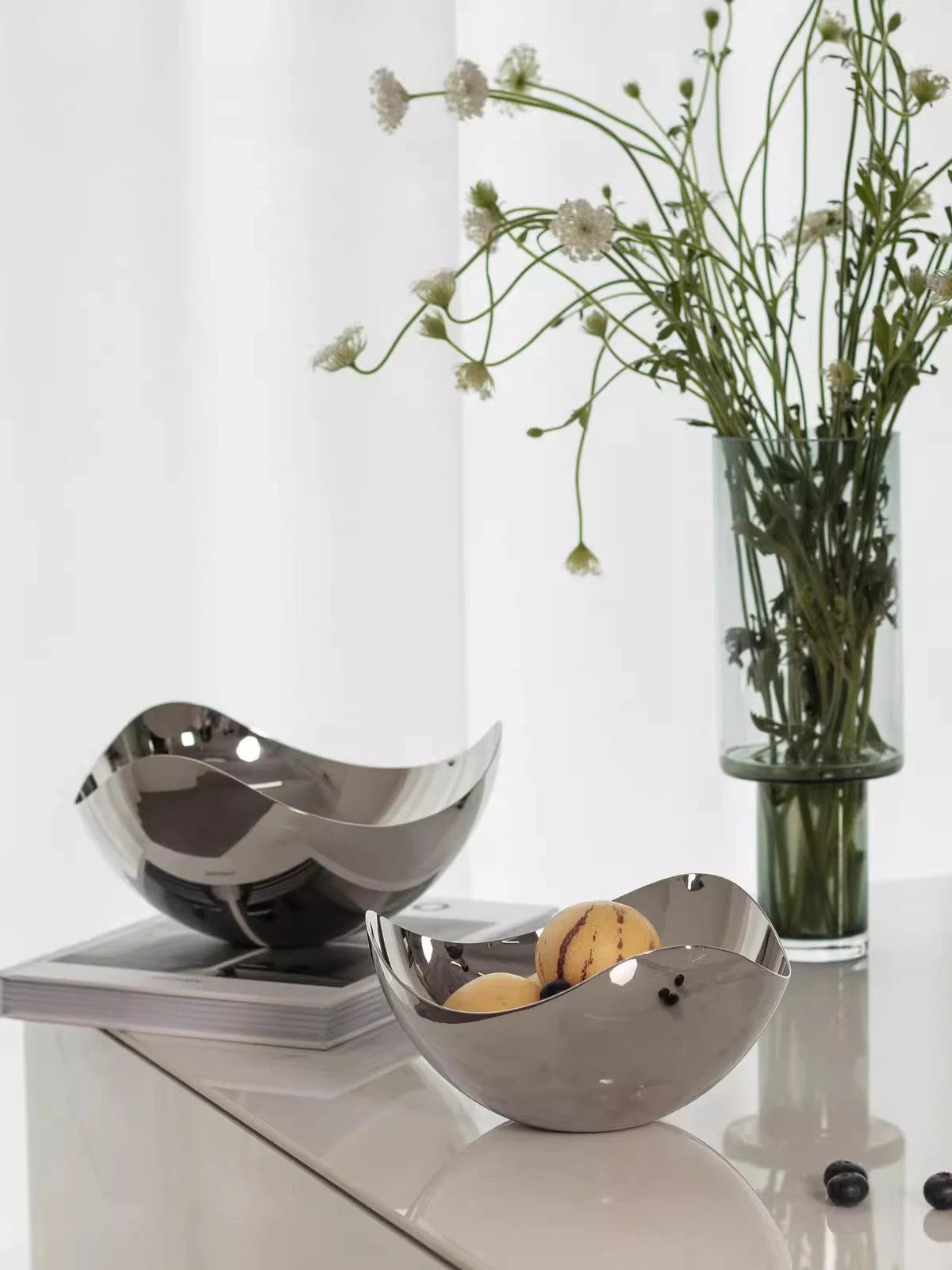 Stainless Steel Fruit Bowl – Nordic Round Serving Dish