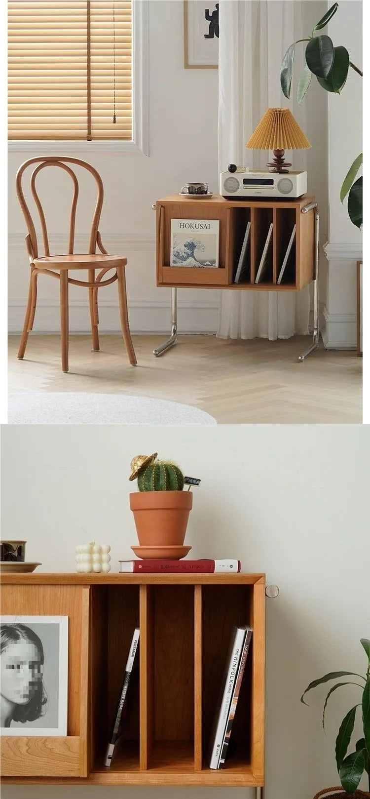 Étagère Scandinave en Bois Massif Multi-Fonction