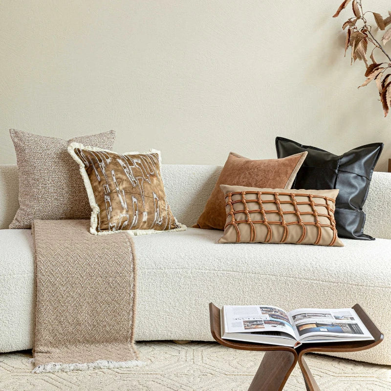 Housse de Coussin Filet Noué Café Style Sac à Mailles