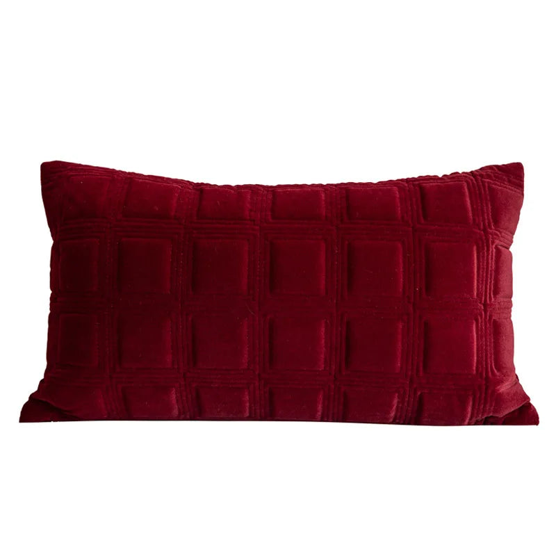 Housse de Coussin Luxe Bordeaux et Noir Bicolore