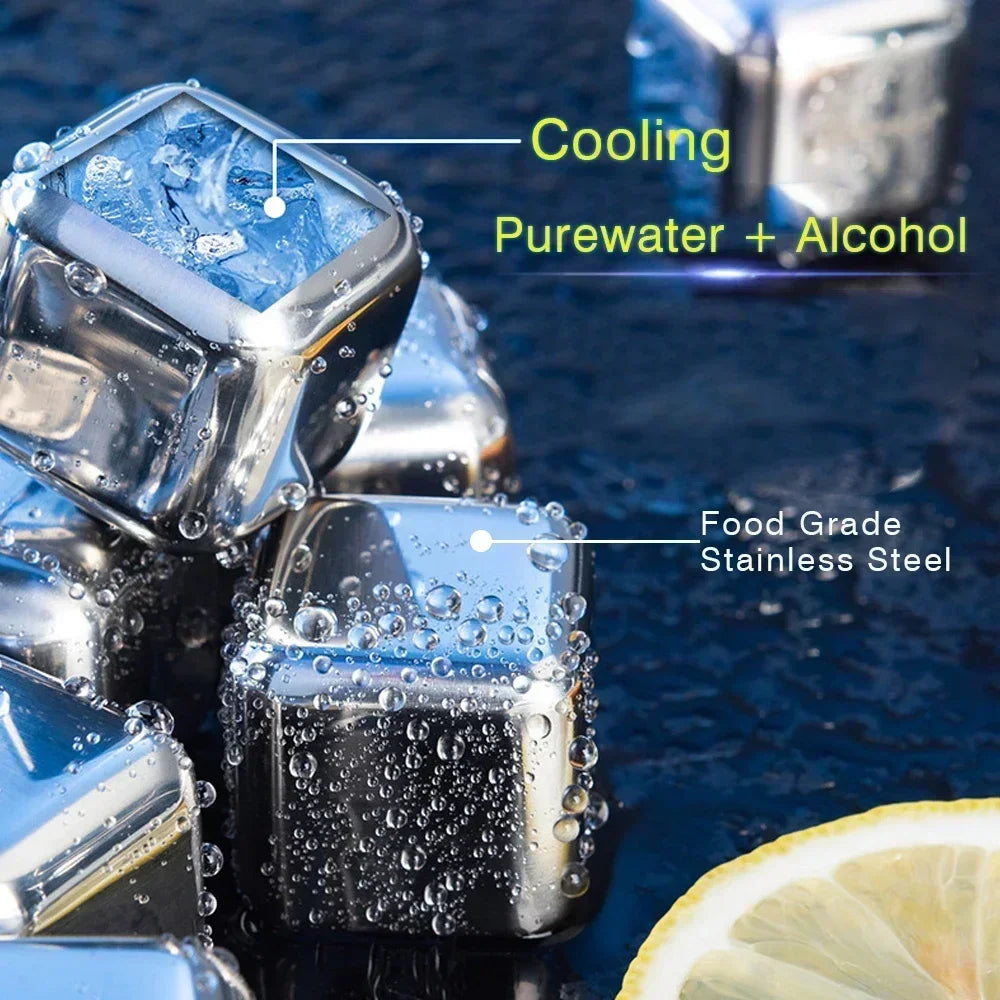 Pierres à Whisky Réutilisables en Acier Inoxydable