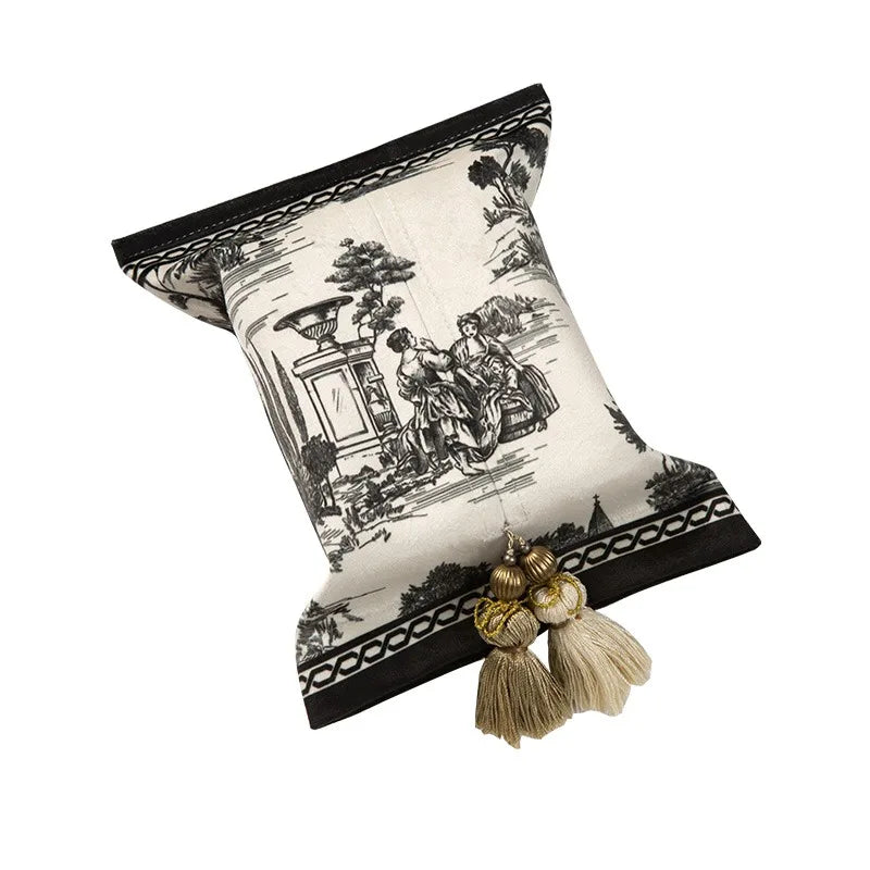 Boîte à Mouchoirs en Velours avec Pompon - Design Chic