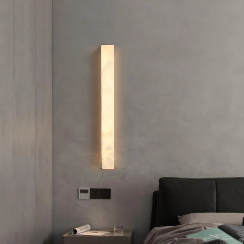 Applique Murale Marbre Naturel Espagnol Ligne Cuivre LED Albâtre