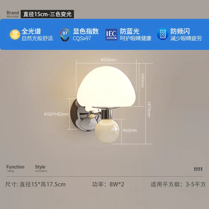 Applique Murale LED Champignon Crème à Tirette Enfant