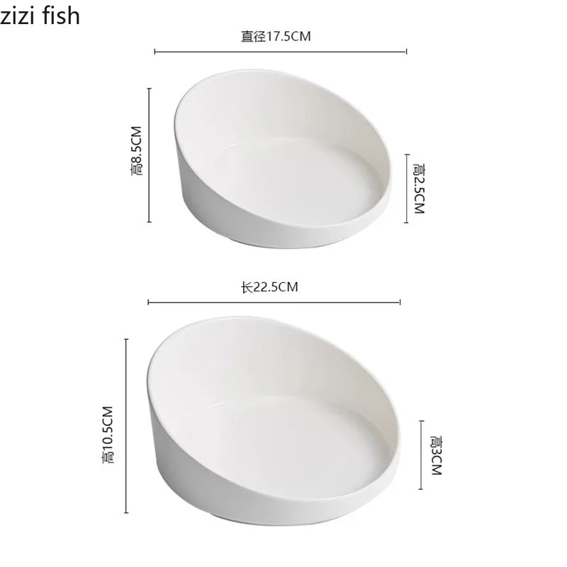 Assiette en Céramique Blanche pour Salade et Dim Sum