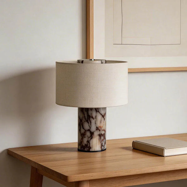Lampe de Table Marbre Abat-Jour Tissu