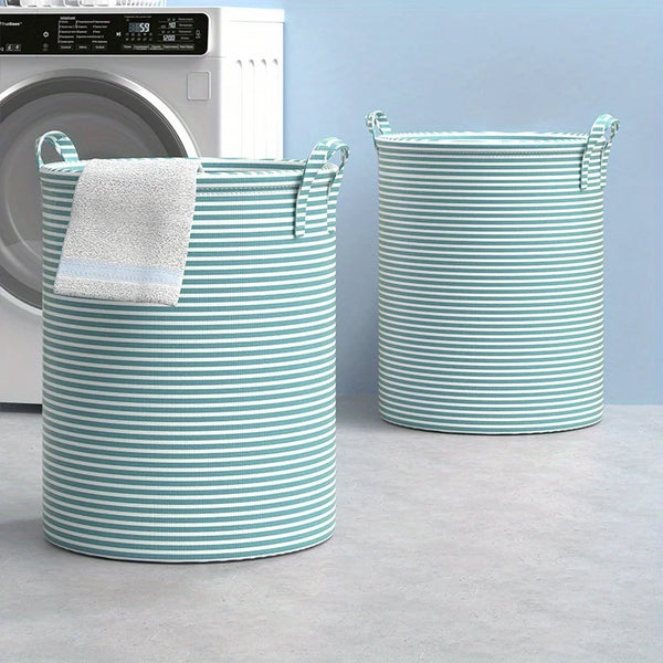 Panier à Linge Pliable Rayé Minimaliste Multi-Usage