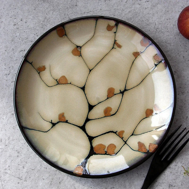 Assiette à Dessert Décorative Fleur de Prunier Style Japonais