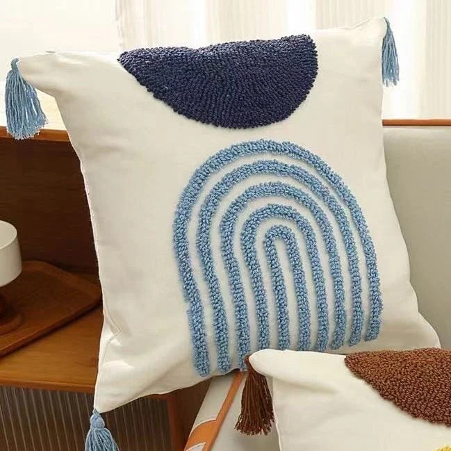 Housse de Coussin Bohème Capitonnée à Franges