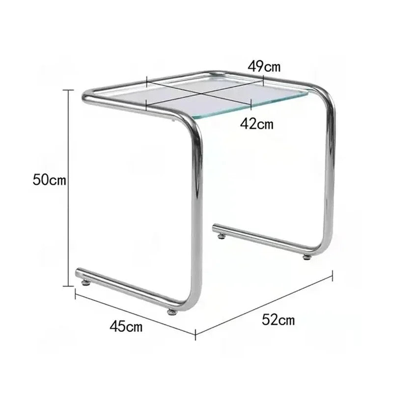 Table d'Appoint Verre et Inox - Design Contemporain