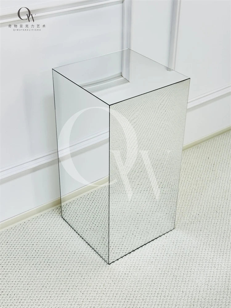 Square Mirror Side Table – Light Luxury Display Stand, 40x40x40cm