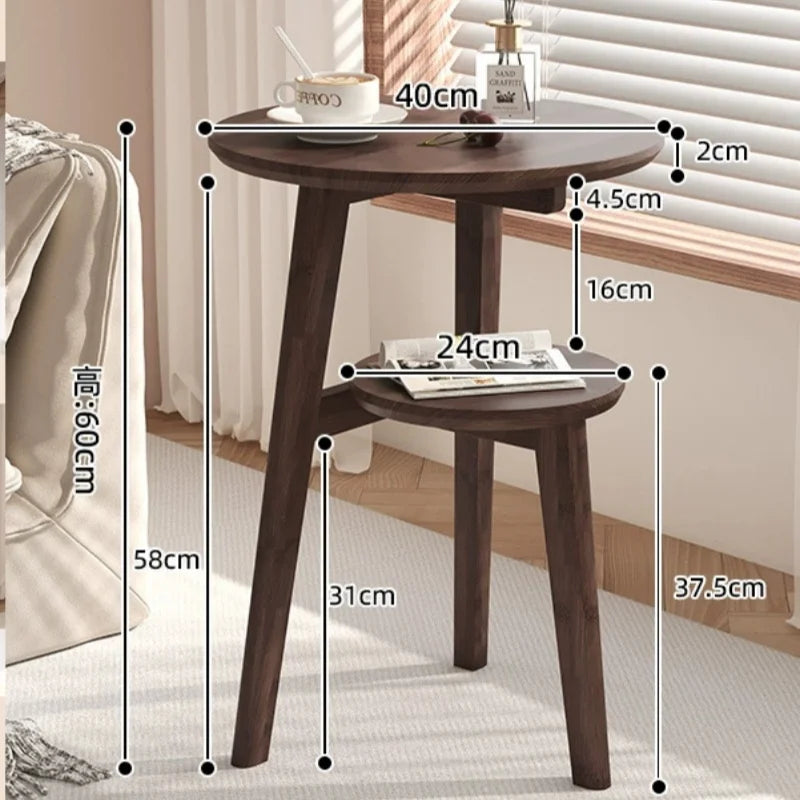 Table Basse Ronde Bois Massif - Rangement Fonctionnel