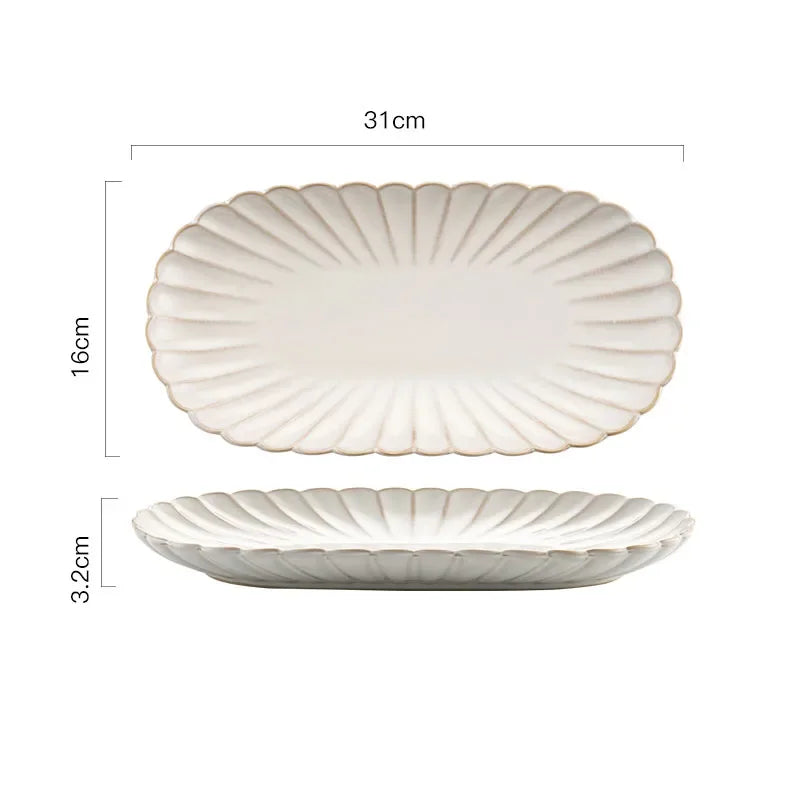 Assiette en Céramique Rétro Motif Poisson en Relief