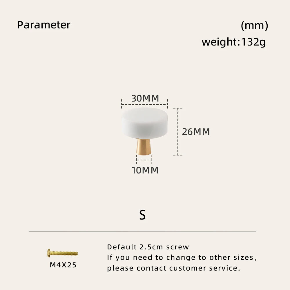 Marble & Brass Handle – Crystal Stone Knob