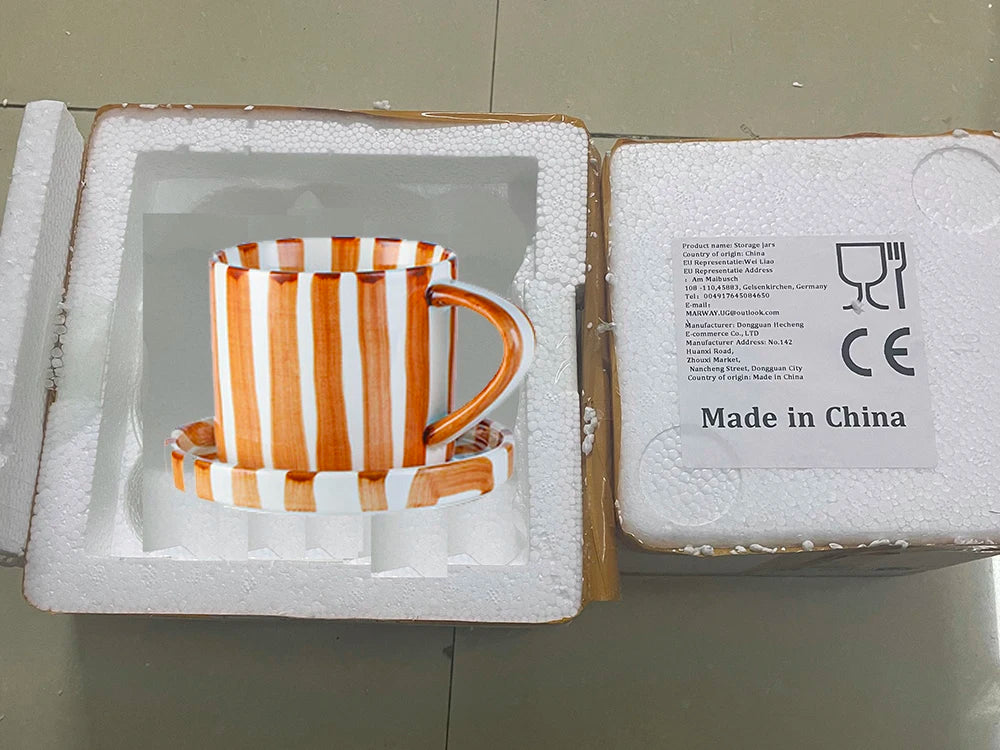 Tasse à Café Céramique Rayée 280ml