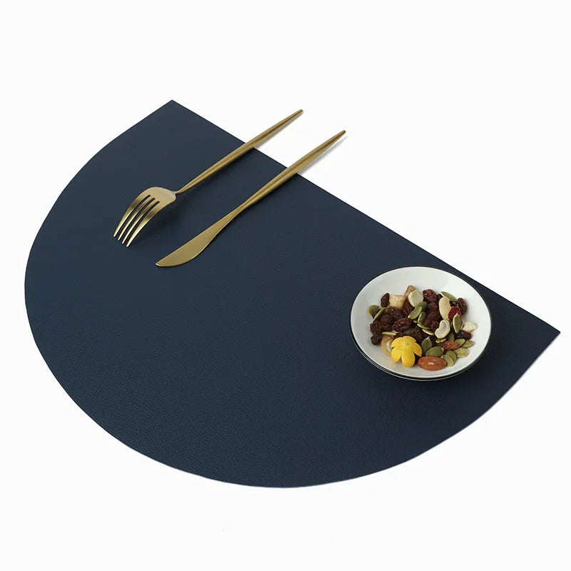 PU Leather Placemat – Semicircle Waterproof Table Mat