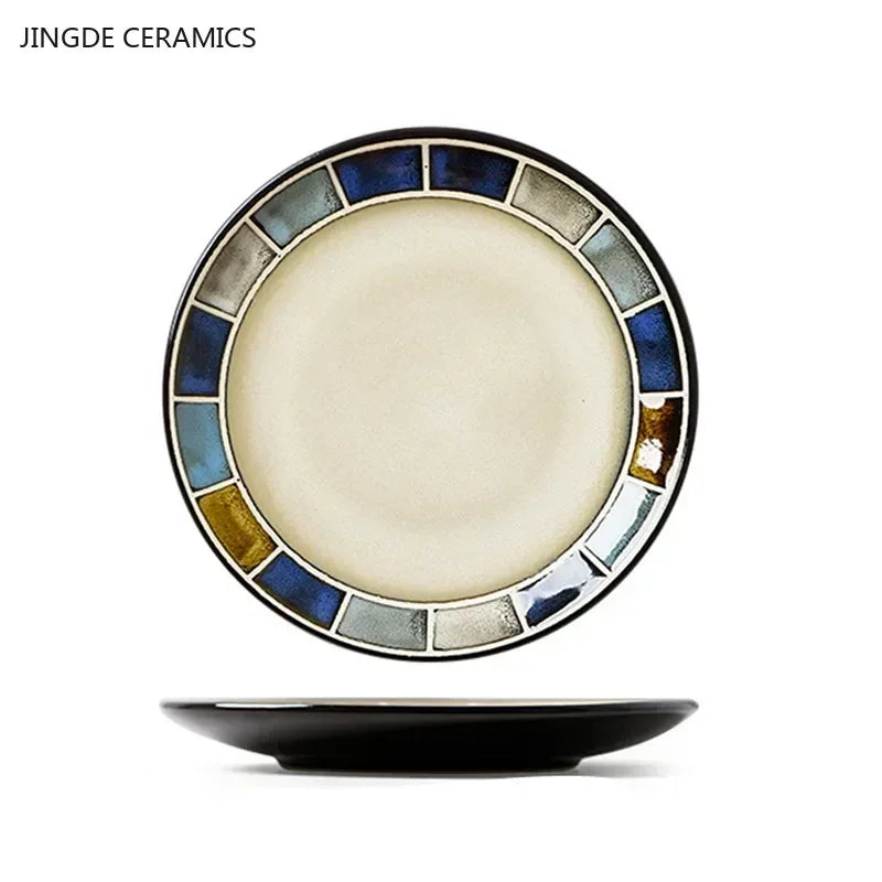 Assiette Plate en Céramique Fleurie - Style Européen