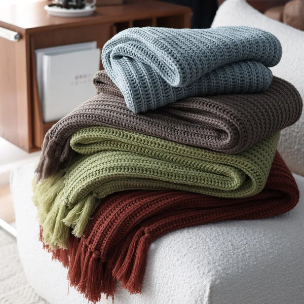 Jeté en Tricot Rayé - Bout de Lit Cosy