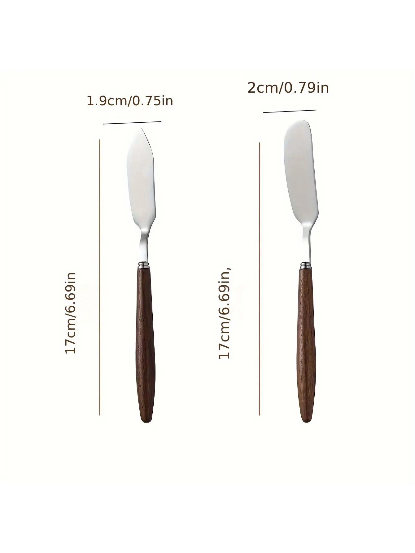 Set de 2 Couteaux à Beurre Noyer Acier Inoxydable
