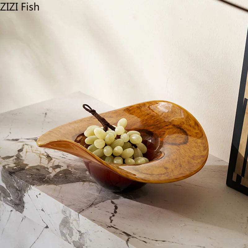 Coupe à Fruits en Verre Ambré