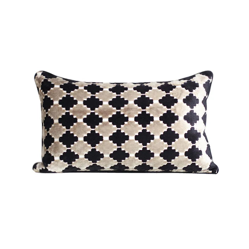 Housse de Coussin Velours Motif Floral Géométrique Rétro Italien