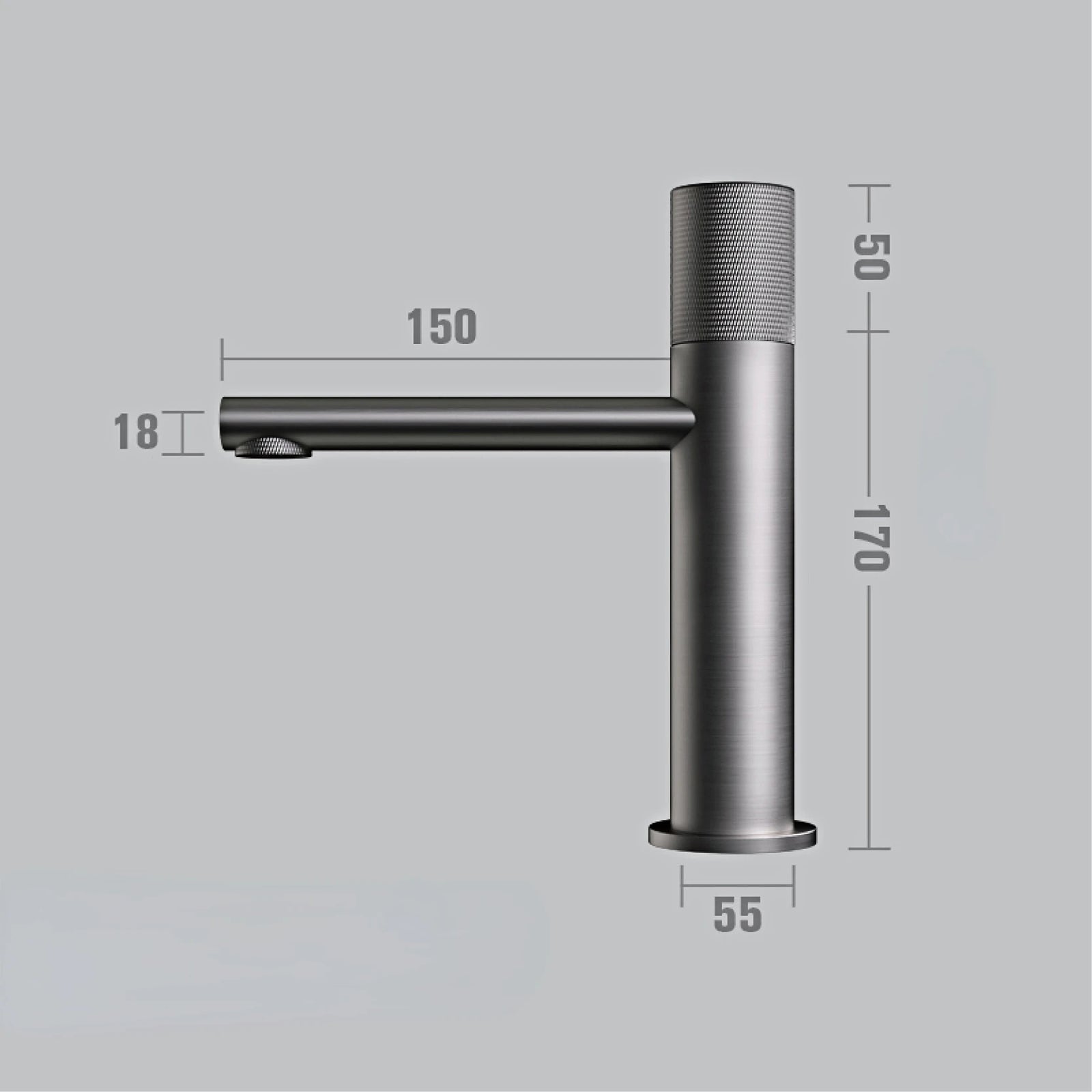Robinet de Lavabo Laiton Noir Poignée Striée Style Hôtel