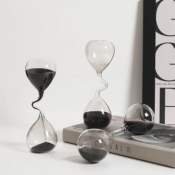 Sablier Décoratif Noir Design Courbe Minimaliste