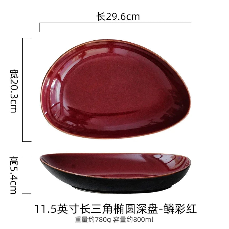 Assiette Creuse Triangulaire Céramique Style Japonais