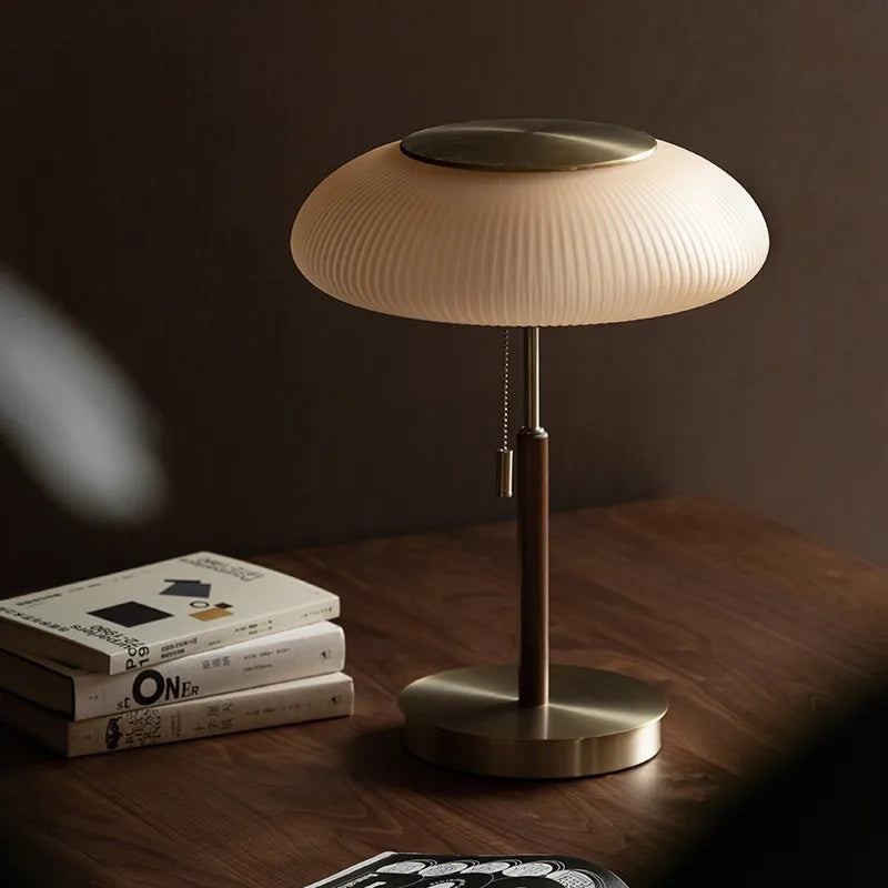 Copper & Frosted Glass Table Lamp – Nordic Bedside Light