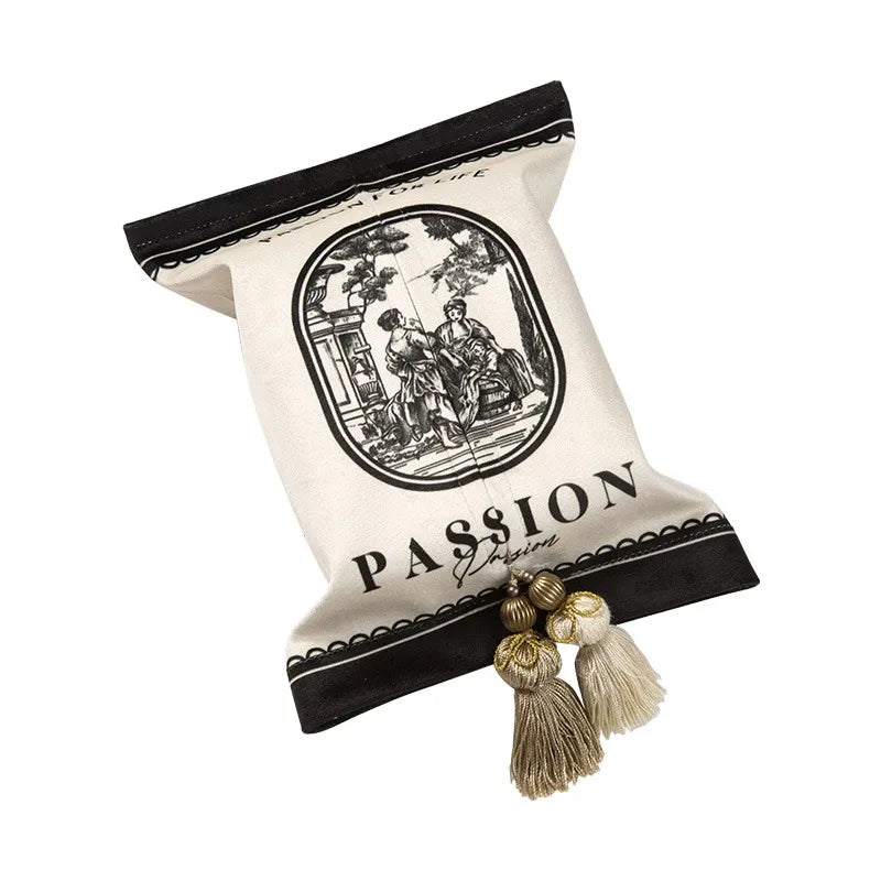 Boîte à Mouchoirs en Velours avec Pompon - Design Chic